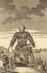 De Wicker Man van de Druïden, uit The Complete English Traveller, of een nieuwe enquête en beschrijving van Engeland en Wales, pub. 1771
