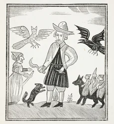 De Heks van de Bossen, illustratie uit Chap-books of the Eighteenth Century door John Ashton, gepubliceerd 1882