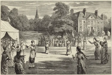 Het oude nationale spel van stoolball