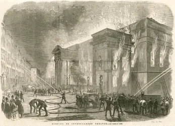 De brand van het Covent Garden Theatre, Londen, op de ochtend van 5 maart 1856