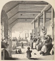 De crèche voor veroordeelden in Brixton, illustratie uit The Criminal Prisons of London and Scenes from Prison Life door Henry Mayhew en John Binny, uitgegeven in 1862
