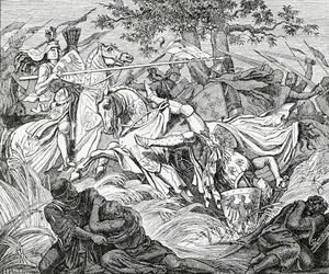 De dood van Manfred bij de Slag bij Benevento, 26 februari 1266