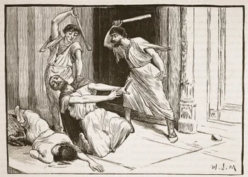De dood van Tiberius Gracchus (litho)