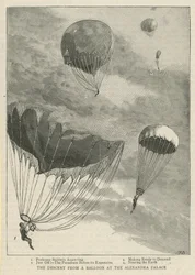 De afdaling van een ballon bij het Alexandra Palace