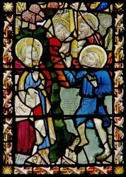 Het oostelijke raam met St. Petrus die op het water loopt met Christus