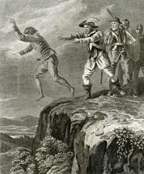 De ontsnapping van de protestantse martelaar Anthony, Guiguo, ca. 1830 (gravure)