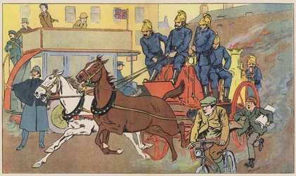 De brandweerwagen snelt te hulp