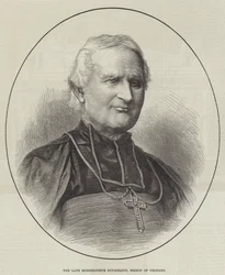 De overleden Monseigneur Dupanloup, bisschop van Orléans (gravure)