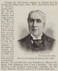 De overleden Sir George H Porter, Baronet, MD (gravure)