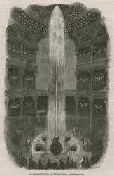 De lichtgevende fontein op het Panopticon, Leicester Square, Londen