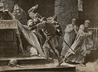 De moord op Becket in de kathedraal van Canterbury, illustratie uit Cassells Illustrated History of England