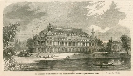 De muziekhal die zal worden gebouwd in de Surrey Zoological Gardens