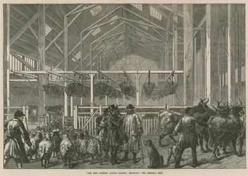 De nieuwe buitenlandse veemarkt, Deptford, Londen - de centrale schuur