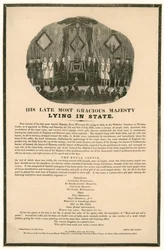 De overblijfselen van koning Willem IV opgebaard in de Waterloo Chamber in Windsor Castle