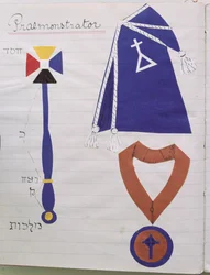 De mantel (met het symbool van de Orde) en regalia van de Instructeur (Praemonstrator) van de Hermetische Orde van de Gouden Dageraad, c.1895