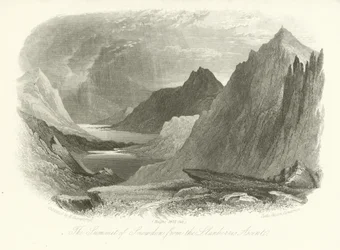 De top van Snowdon vanaf de Llanberis beklimming, Wales