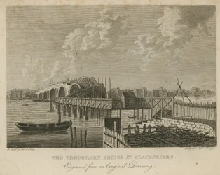 De tijdelijke brug bij Blackfriars