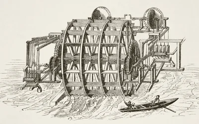 De waterwerken van London Bridge, voor het eerst opgericht in 1582, uit The National and Domestic History of England door William Hickman Smith Aubrey (1858-1916) gepubliceerd in Londen, ca. 1890