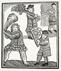 Thomas Hickathrift, illustratie uit Chap-books van de Achttiende Eeuw door John Ashton, uitgegeven 1882