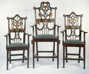 Drie Georgische maçonnieke stoelen, ca. 1790