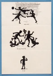Drie silhouetten van voetballers