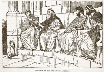 Timoleon in de Syracusaanse vergadering