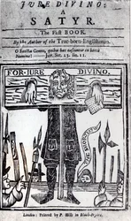 Titelpagina van het eerste boek van Jure Divino - Een satire door Daniel Defoe (1660-1731) gepubliceerd in 1706