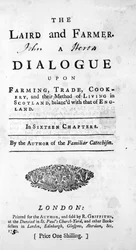 Titelpagina voor The Laird and Farmer door de auteur van de Familiar Catechism, gepubliceerd 1750