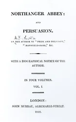 Titelpagina van Northanger Abbey en Persuasion door Jane Austen, eerste editie, 1818