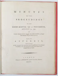 Titelpagina van de Notulen van de rechtszitting gehouden in Portsmouth, 12 augustus 1792, uitgegeven in Londen, 1794