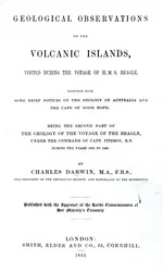 Titelpagina van Geological Observations on the Volcanic Islands door Charles Darwin, 1844