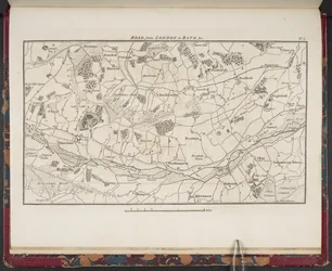 Topografische kaart van de Grote Weg van Londen naar Bath en Bristol, met het land drie mijl aan elke kant