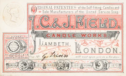 Handelskaart, J C en J Field Candle Works
