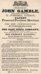Handelskaart, John Gamble (voorheen Donkin en Gamble)