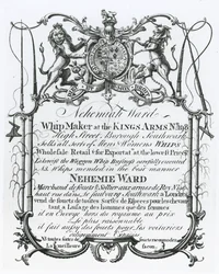 Handelskaart voor Nehemiah Ward, zweepmaker uit Southwark