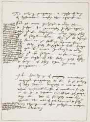 Verhandeling door Latimer in zijn eigen handschrift, waarin hij de leer van de transsubstantiatie betwist, met kanttekeningen in het handschrift van Hendrik VIII, uit De Kerk van Engeland: Een Geschiedenis voor het Volk door H.D.M. Spence-Jones