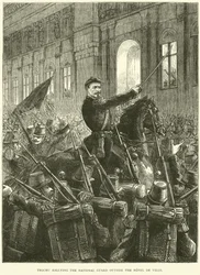Trochu verzamelt de Nationale Garde buiten het Hotel de Ville, oktober 1870