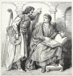 Troubadour en Barbe, illustratie uit The History of Protestantism door James Aitken Wylie (1808-1890), gepubliceerd 1878