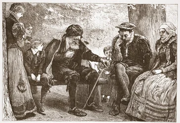 Onder de lindebomen, illustratie uit De Geschiedenis van het Protestantisme door James Aitken Wylie, 1878