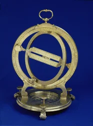 Universele Equinoctiale Staande Ring Zonnewijzer, waarschijnlijk gemaakt door Thomas Heath, c.1730 (messing)