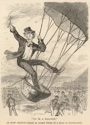 In een luchtballon; Een Ierse luchtvaarder stijgt op in een staat van dronkenschap