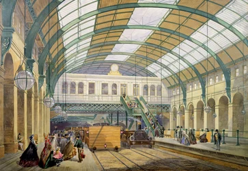 Uitzicht op Kings Cross metrostation, ca. 1865