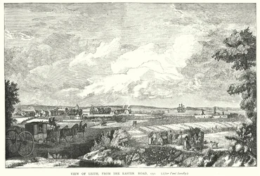 Uitzicht op Leith, vanaf de Easter Road, 1751