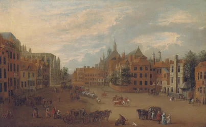 Zicht op Old Palace Yard, Westminster, met het Oostelijke Eind van Westminster Abbey en de Kapel van Koning Hendrik VII aan de Linkerkant, c.1700