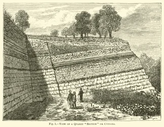 Uitzicht op een steengroeve sectie of snede