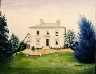 Uitzicht op een landhuis