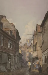 Uitzicht op figuren in Glean Alley, Bermondsey, c.1825