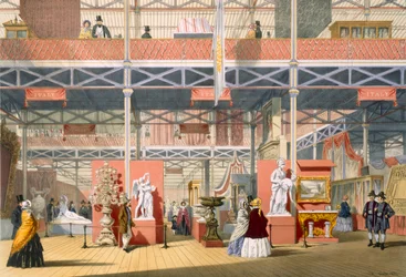 Uitzicht op de Italiaanse sectie van de Grote Tentoonstelling van 1851, uit Dickinsons Comprehensive Pictures