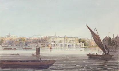 Uitzicht op de Rivierkant van New Somerset House, vanaf Bankside, 1796
