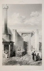 Uitzicht op de Tempel van Augustus, pub. 1863 lithografie
